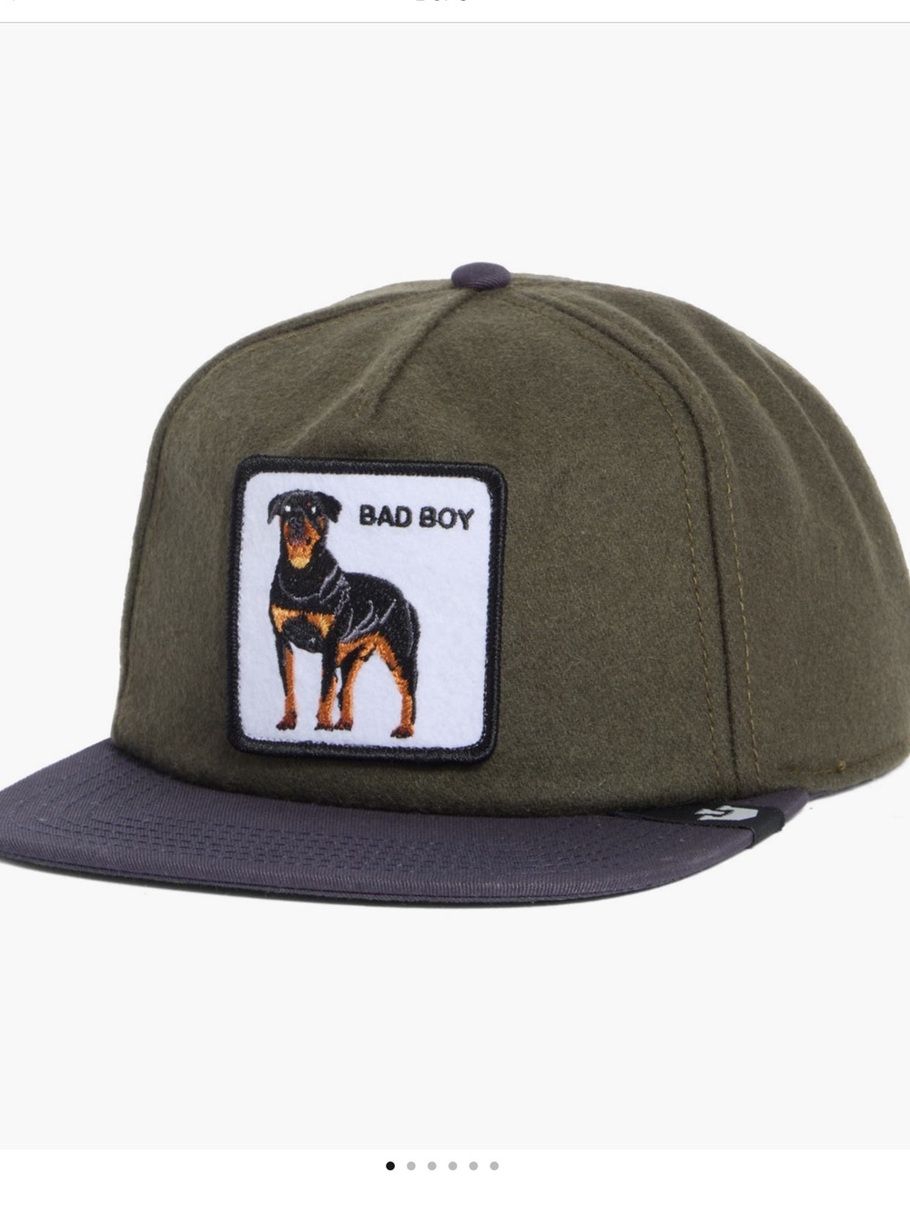 GOORIN BROS FARM SERIES Bad Boy Rottweiler Patch Dog Cap - Olive/Gray NWT